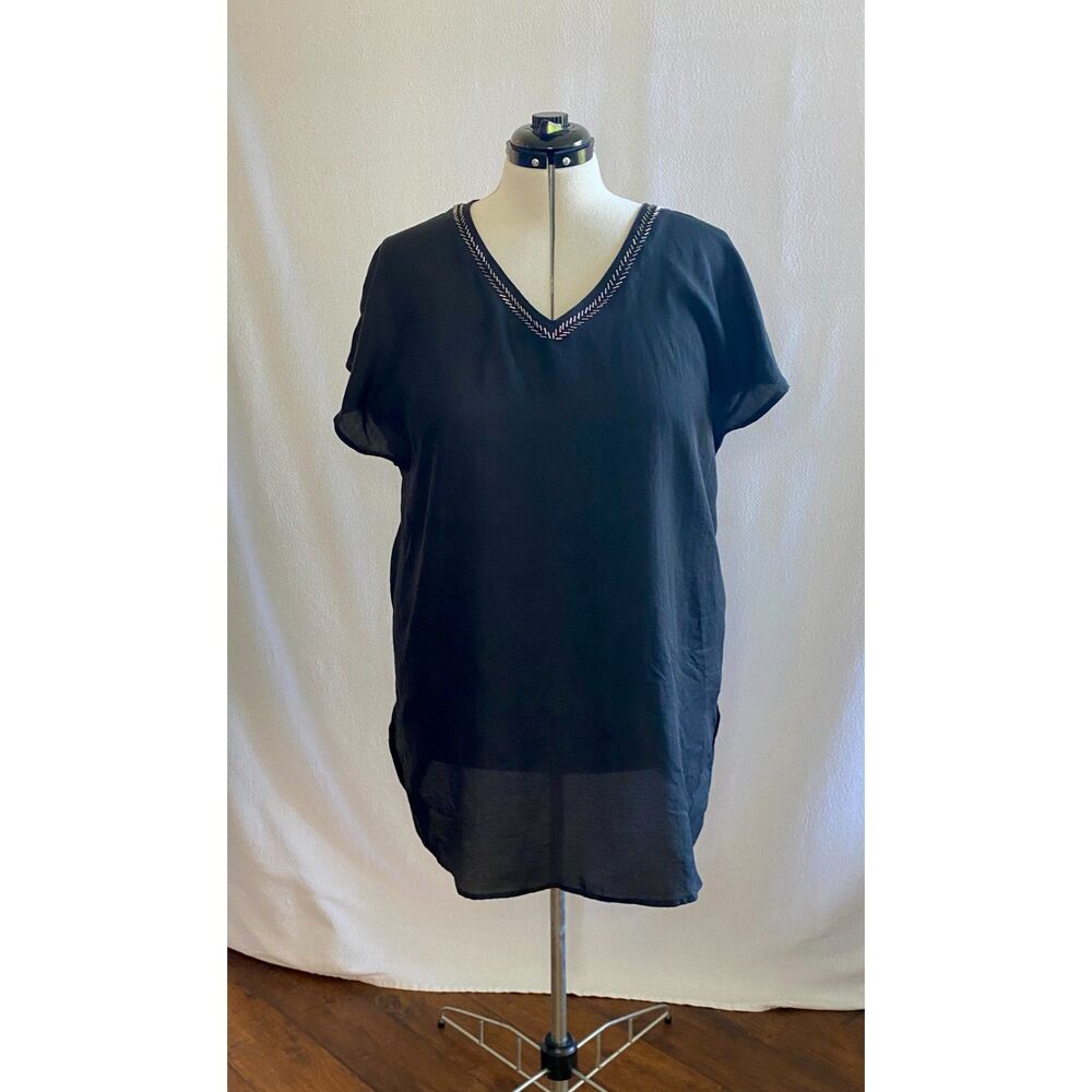 Merona black beaded beach cover up. Size xl.